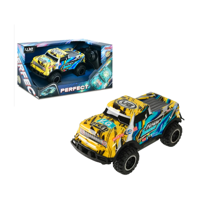 Auto a Radio Control Escala 1:18 con Luces. Amarillo y celeste