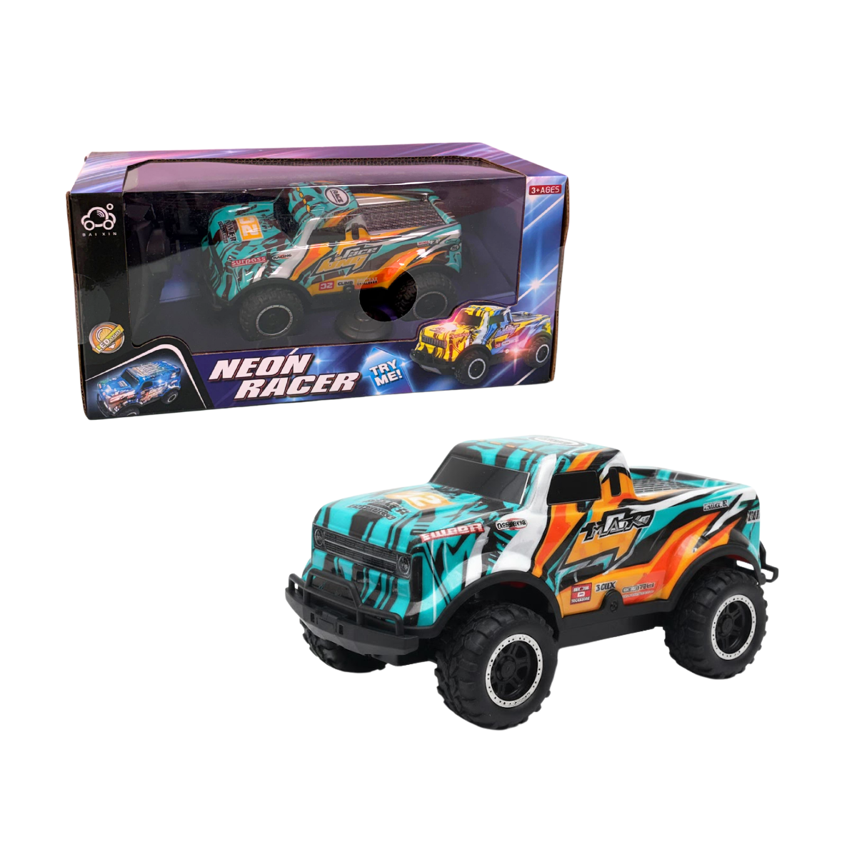 Auto a Radio Control Escala 1:18 con Luces. Verde y Naranja