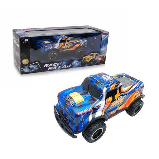 Auto a Radio Control Escala 1:18 con Luces. Azul,Naranja,Blanco y Amarillo