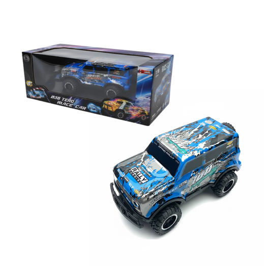 Auto a Control Remoto Estilo Rally Off-Road 1:18. Azul y Blanco