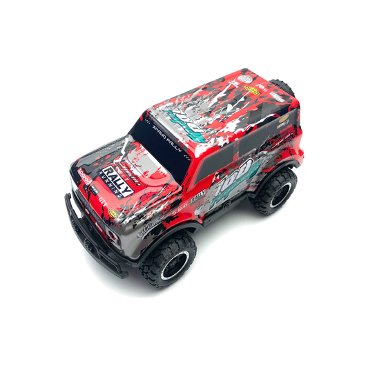 Auto a Control Remoto Estilo Rally Off-Road 1:18. Rojo y Blanco