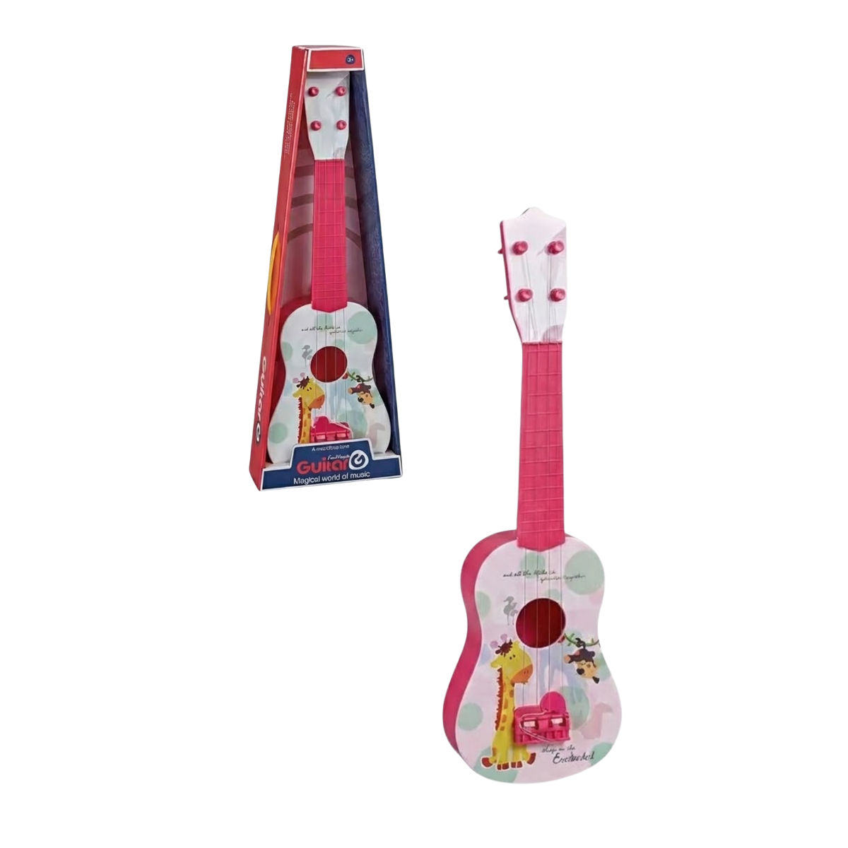 Guitarra Infantil Animalitos Rosa