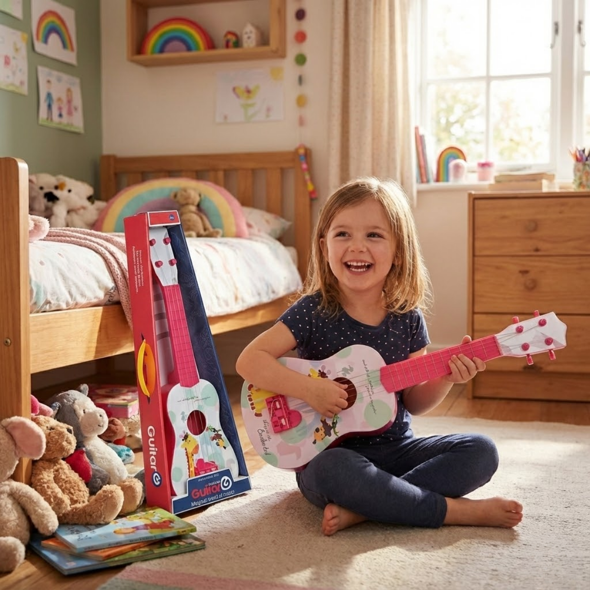 Guitarra Infantil Animalitos Rosa