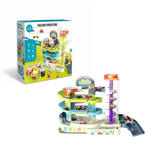 Pista de Autos con Accesorios. Modelo de Policia y Ambulancia