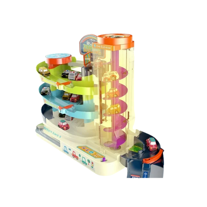 Pista de Autos con Accesorios. Modelo de Policia y Ambulancia