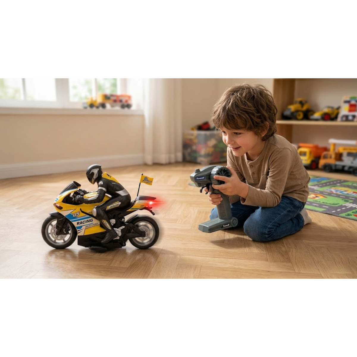 Motocicleta Deportiva a Radio Control 1:10 Amarilla