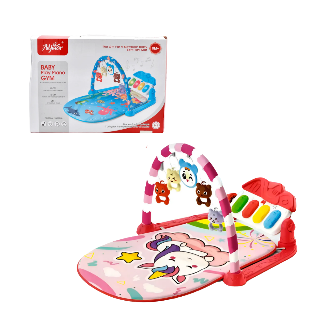 Gimnasio de Bebé Piano . Diseño Unicornio