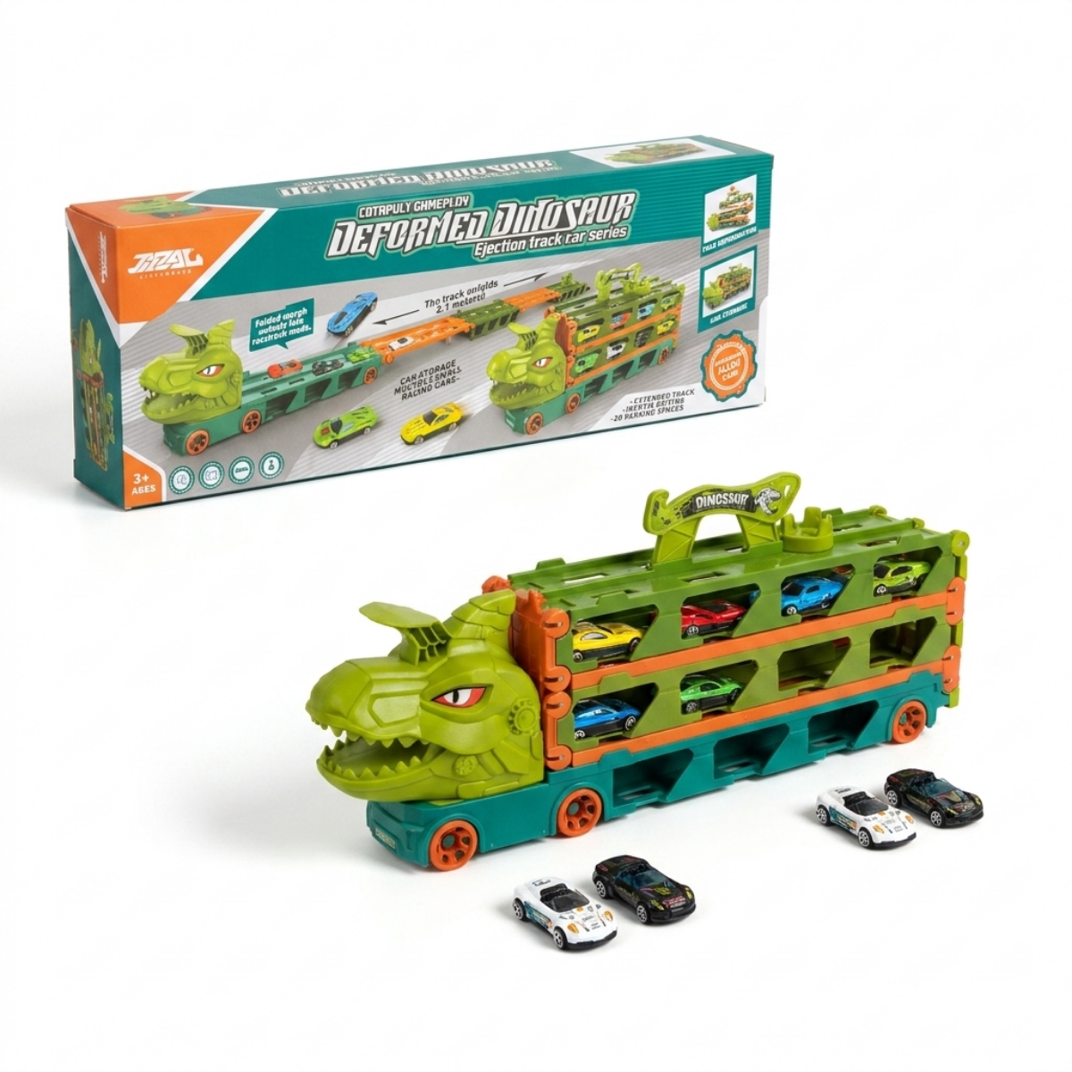 Camión Transporte Dinosaurio Plegable con Pista Lanzadora