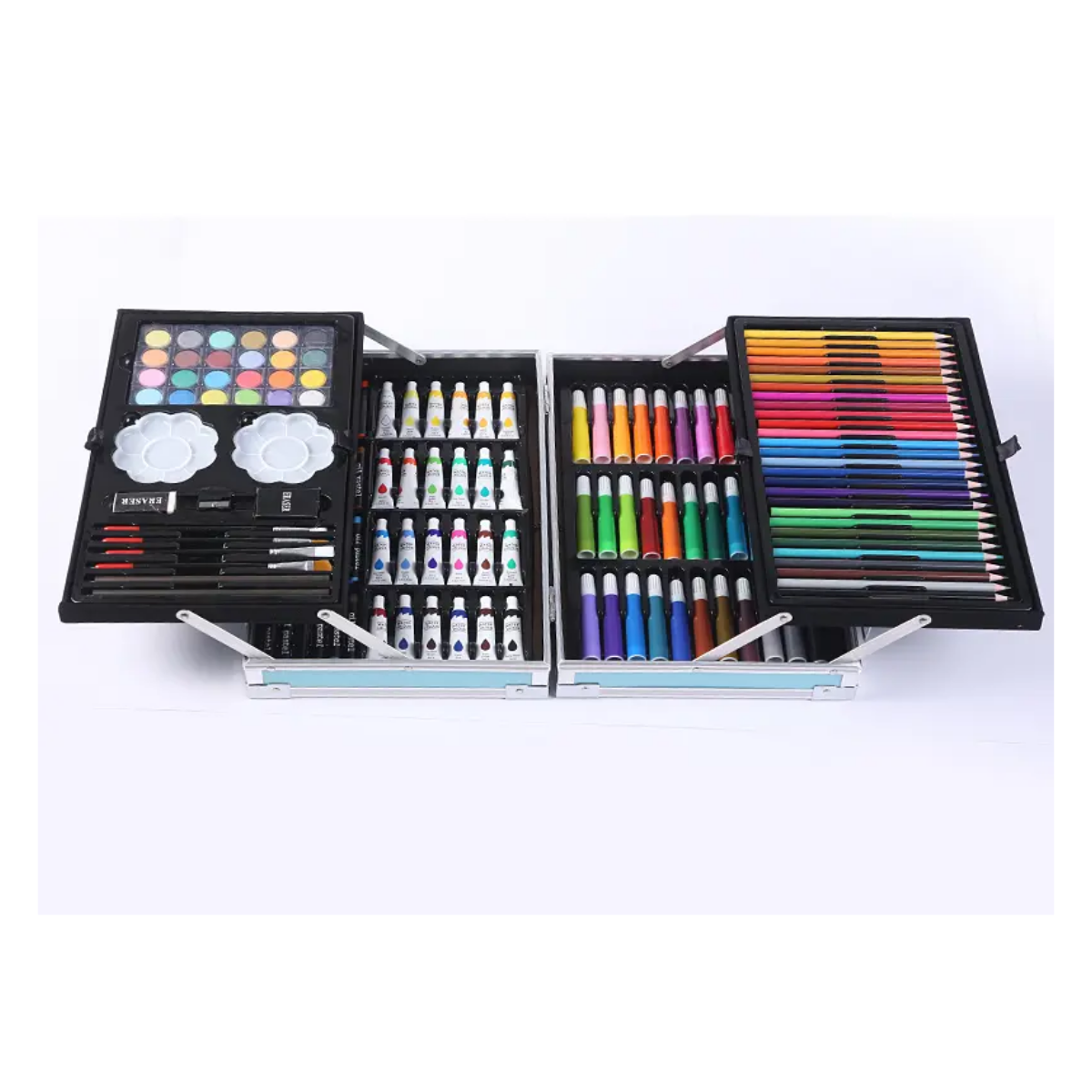 Set de Arte en Valija de Aluminio Doble Piso - 145 Piezas