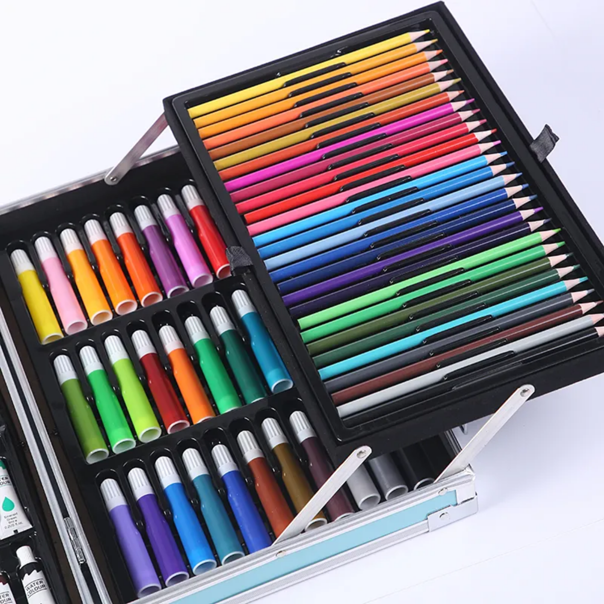 Set de Arte en Valija de Aluminio Doble Piso - 145 Piezas