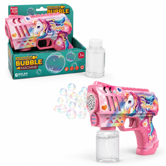 Pistola Máquina de Burbujas Unicornio con Luz