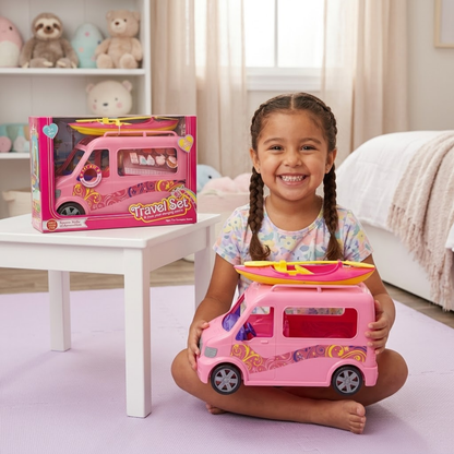 Camper Caravana Rosa con Luz y Sonido