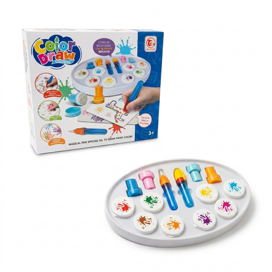 Set de Pintura Color Draw con 8 Pinceles Mágicos y Sellos