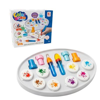 Set de Pintura Color Draw con 8 Pinceles Mágicos y Sellos