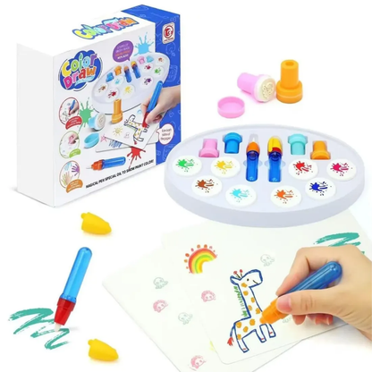 Set de Pintura Color Draw con 8 Pinceles Mágicos y Sellos