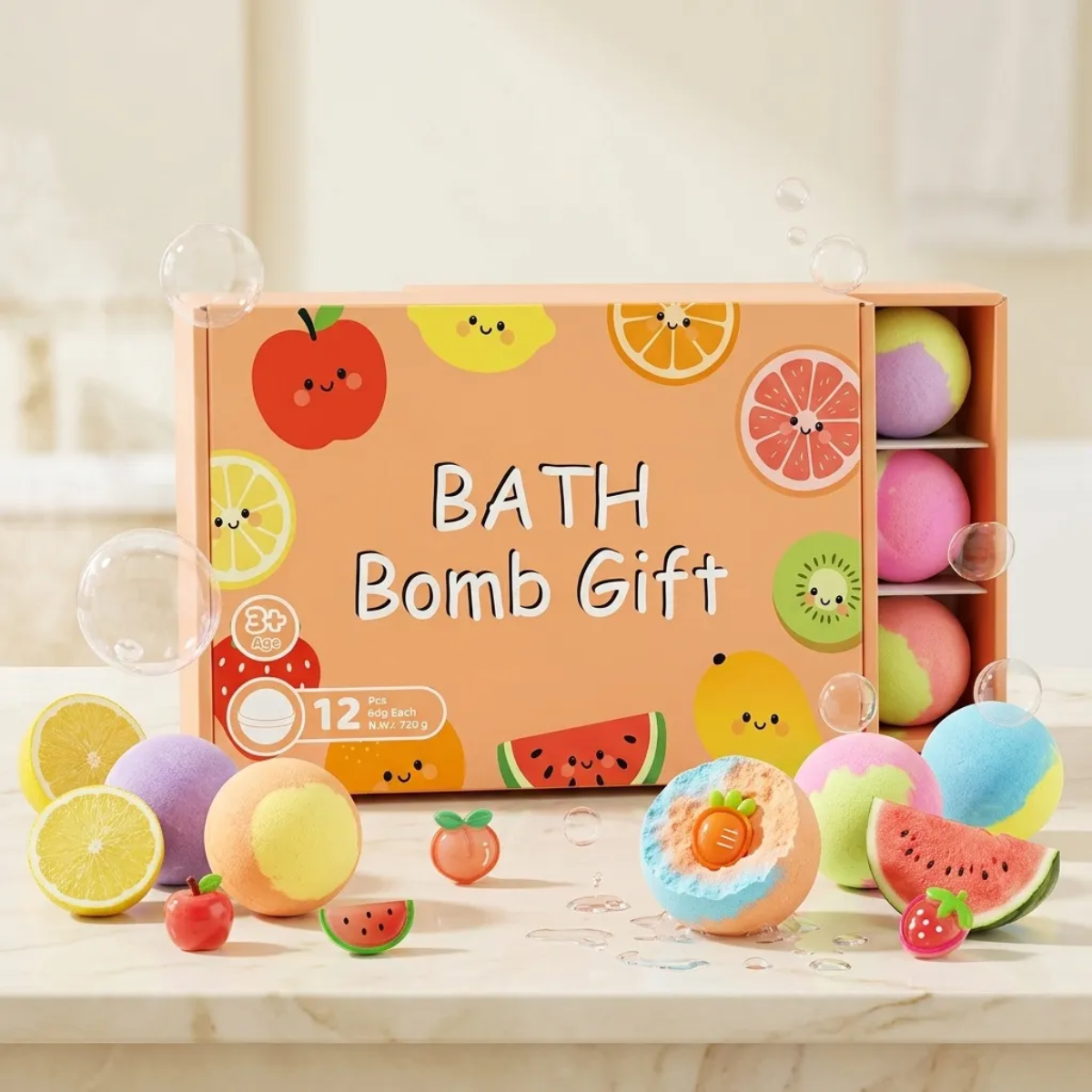 Bomba de Baño 60g Frutas con Juguete Sorpresa