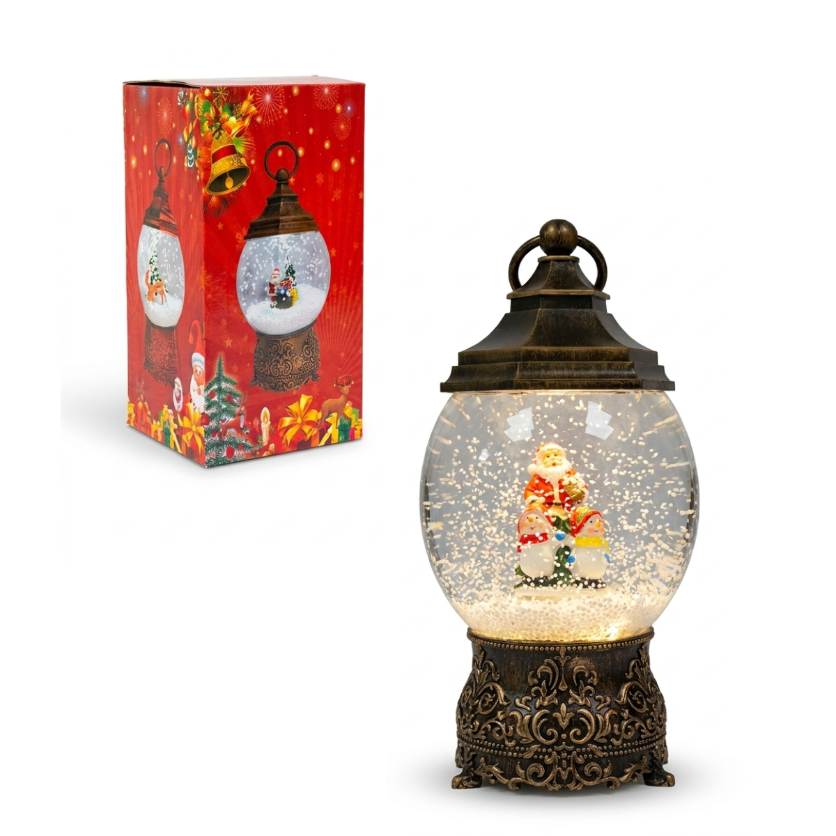 Adorno de Cristal Luminoso Navidad Estilo Farol