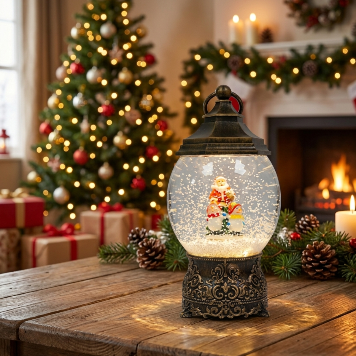Adorno de Cristal Luminoso Navidad Estilo Farol
