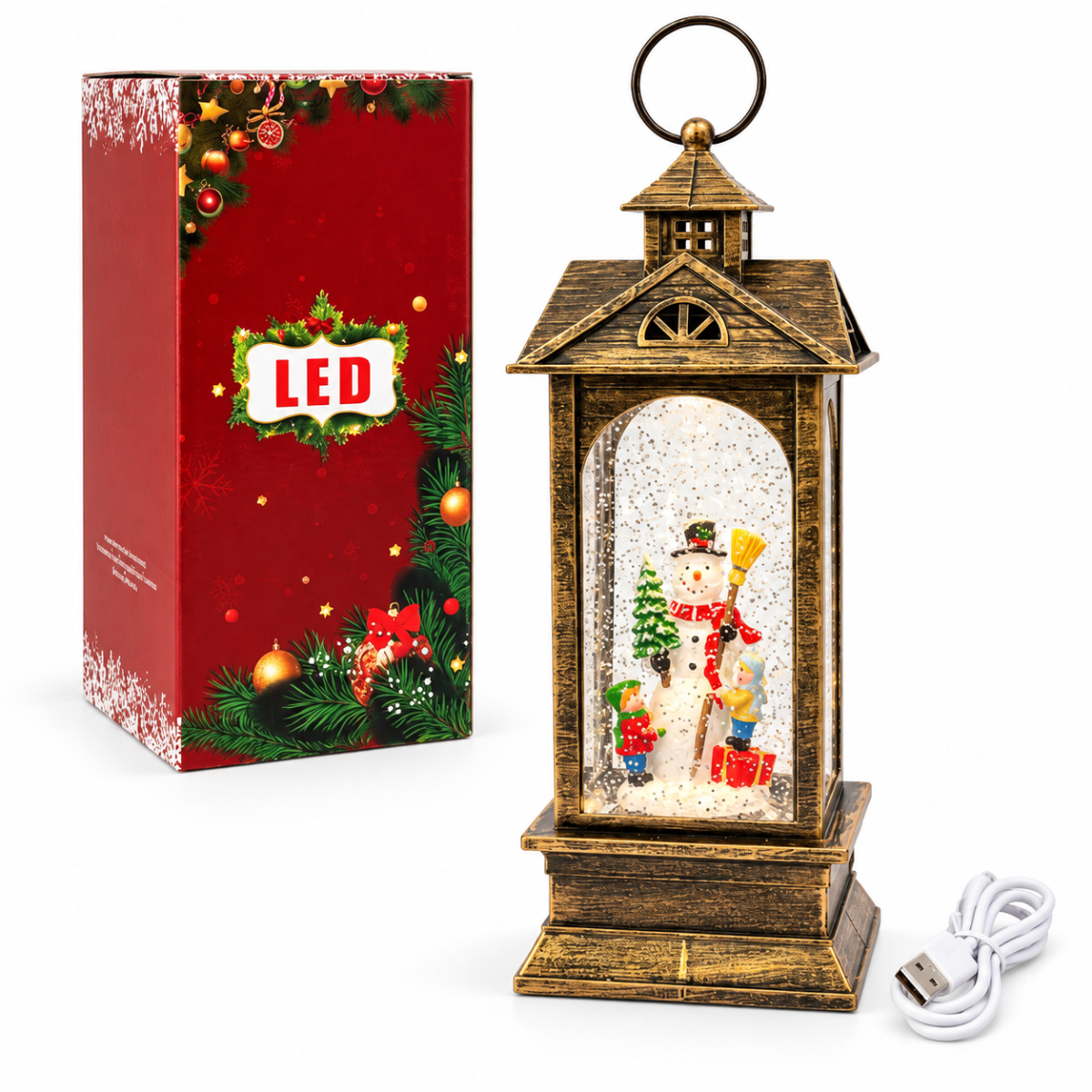 Adorno Luminoso Navidad Farol Vintage