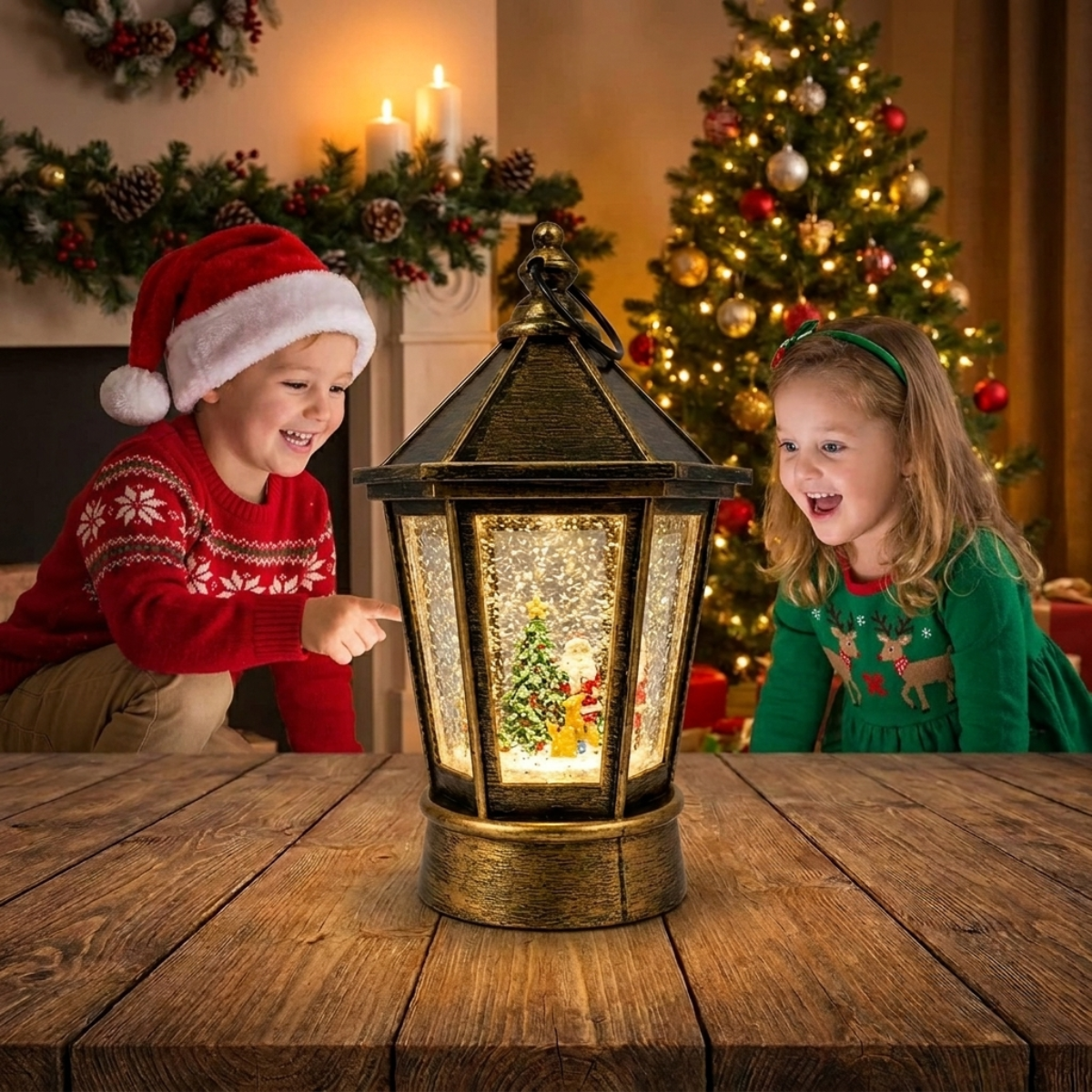 Adorno Luminoso Navidad Farol Hexagonal
