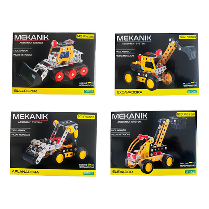 Mekanik Etiqueta Amarillo Ditoys - Set de Construcción Metálico (4 Modelos)