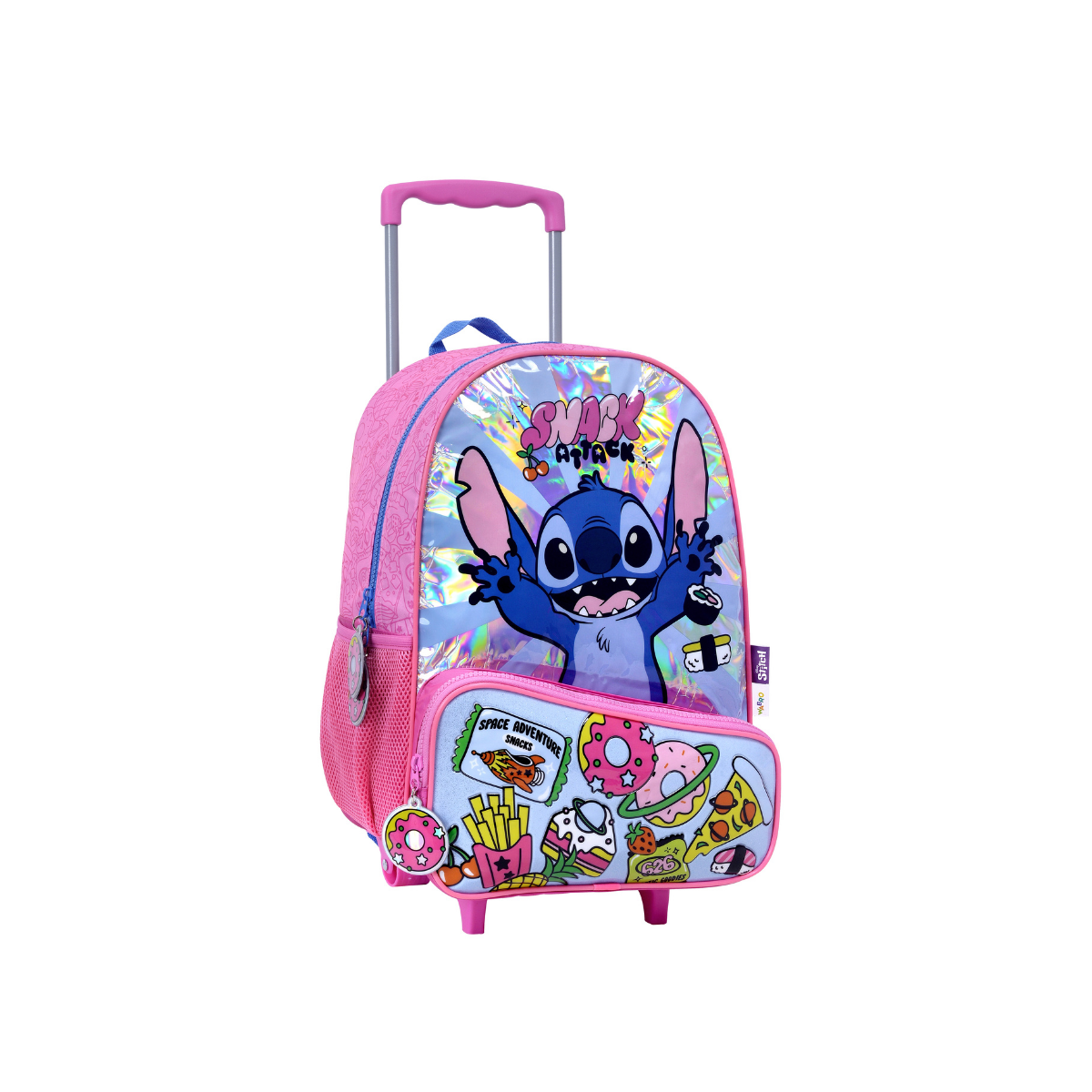 Mochila con Carro Stitch Snacks 16" – Primaria (Azul/Rosa)