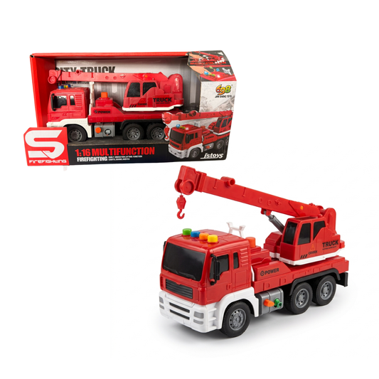 Camión Grúa Con Auto Y Sonido Rojo