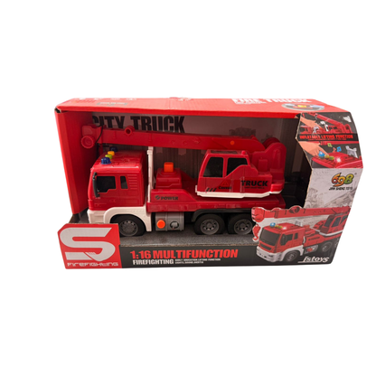 Camión Grúa Con Auto Y Sonido Rojo