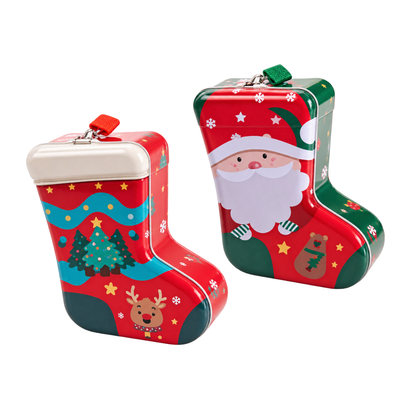 Alcancía Lata Navideña Bota Papá Noel