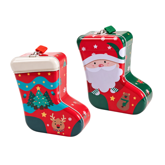Alcancía Lata Navideña Bota Papá Noel