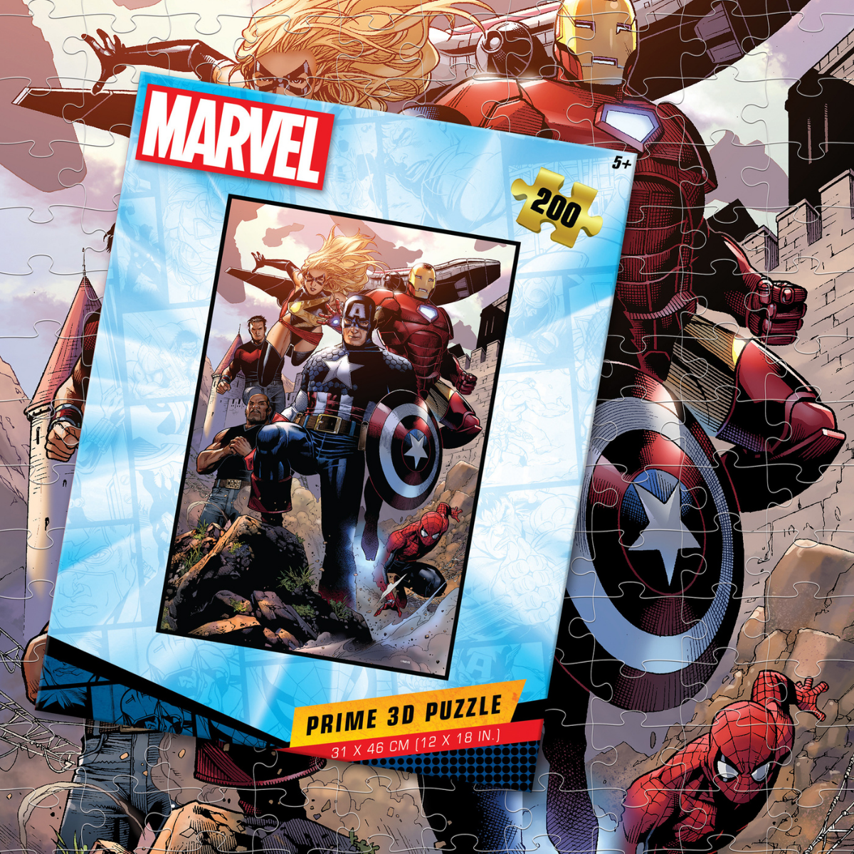 Rompecabezas Marvel Capitán América y Amigos 200 piezas Lenticular