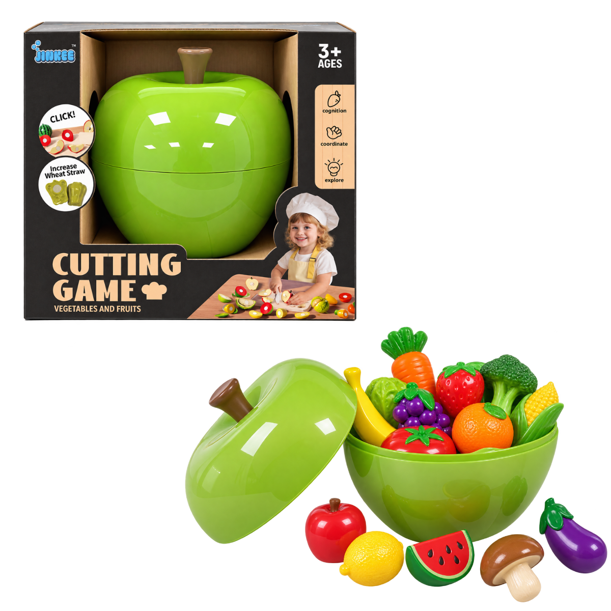 Juego de Frutas y Verduras Estuche Manzana Verde Fresh Market