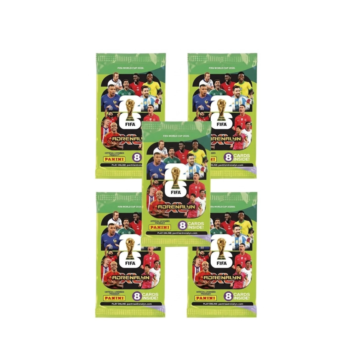 Cartas Panini Adrenalyn XL Mundial USA 2026 x 5 sobres