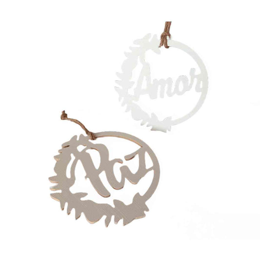 Decoración Colgante x 2 Unidades Amor - Paz 20 cm