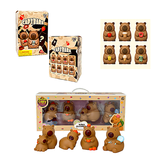 Set Figuras Coleccionables Capy – La Familia Capy + 1 Sorpresa