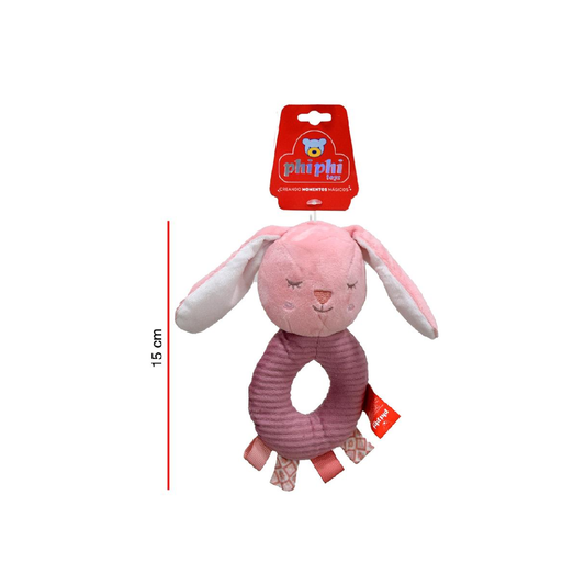 Peluche Conejito Sonajero Con Agarre 15 Cm PhiPhiToys