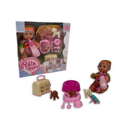 Muñeca Bebe Con Mascotas