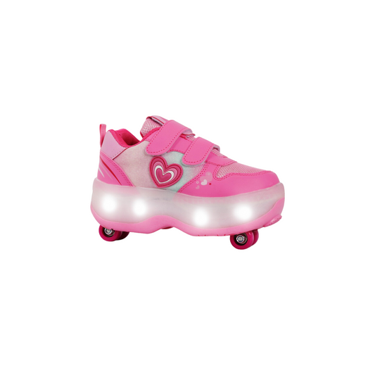 Zapatillas Patines Con Luz 2 Roll Love Fucsia Footy