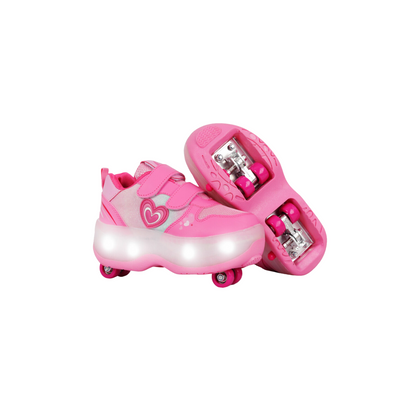 Zapatillas Patines Con Luz 2 Roll Love Fucsia Footy