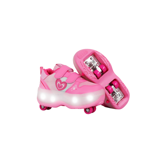 Zapatillas Patines Con Luz 2 Roll Love Fucsia Footy