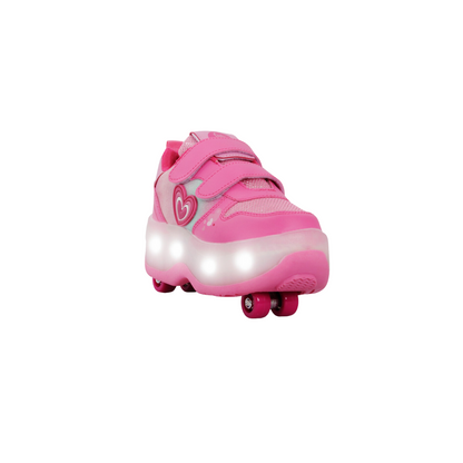 Zapatillas Patines Con Luz 2 Roll Love Fucsia Footy