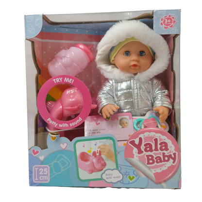 Muñeca Bebe Con Mamadera y Pelela