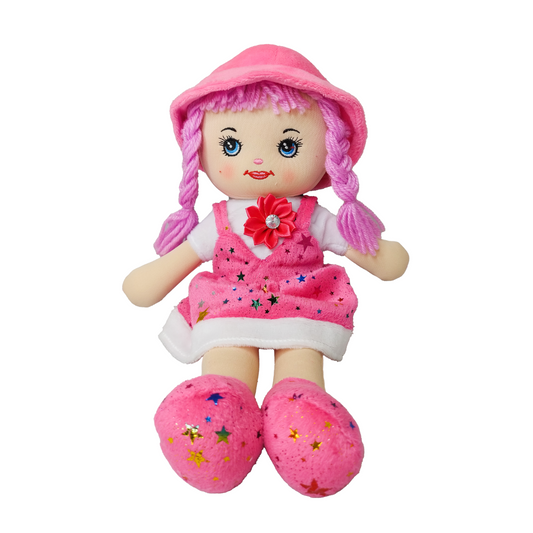 Muñeca De Tela 30cm Con Flor