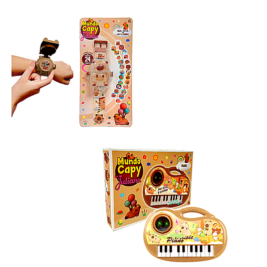 Set 2 en 1 Pianito Musical + Reloj con Proyecciones Capy