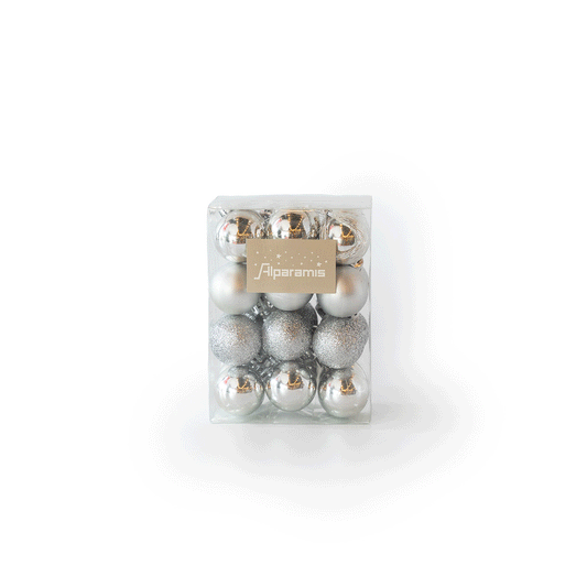 Set de 24 Bolas de 2 cm Plateadas Alparamis