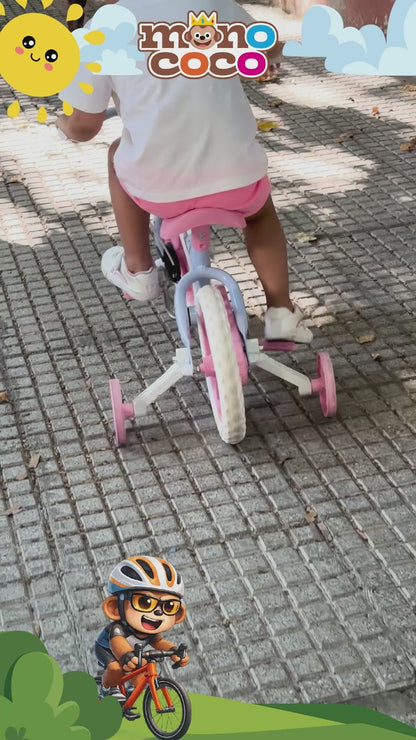 Bicicleta Infantil Rosa y Celeste de Montaña Rodado 12 con Rueditas