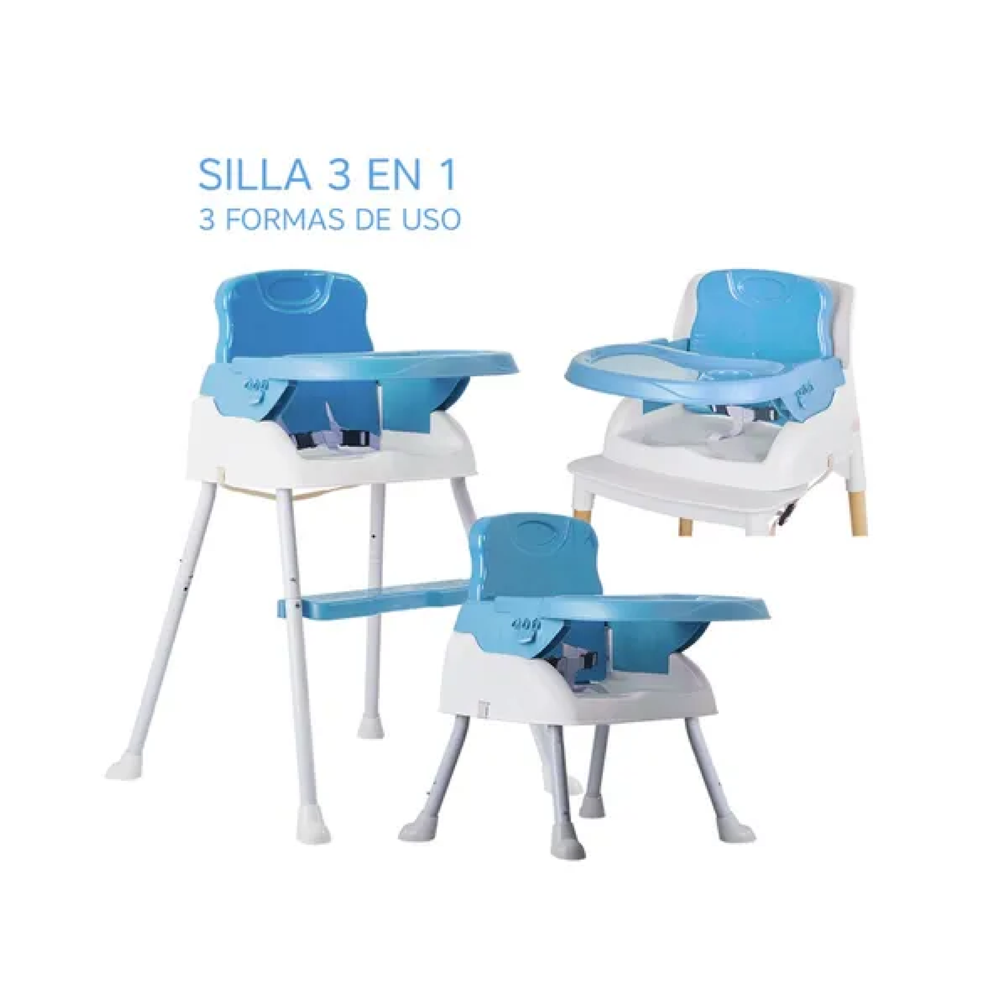 Silla De Comer Plegable 3 En 1 Celeste Ok Baby