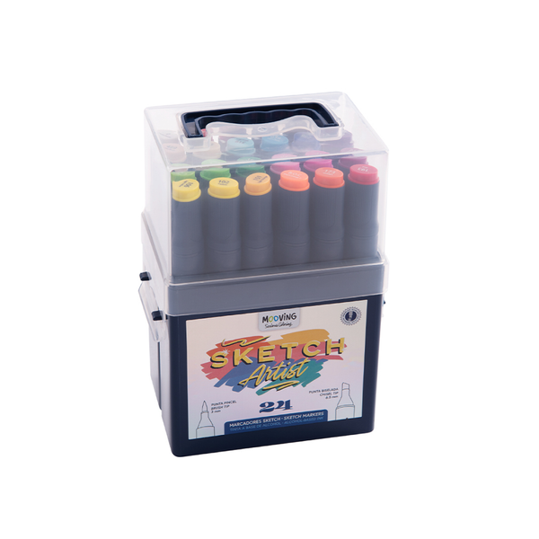 Marcadores Mooving Sketch Artist Doble Punta X24 Coloring Mooving