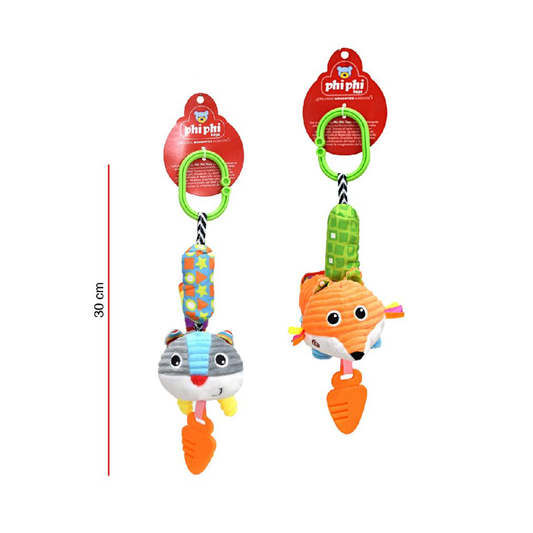Peluche Zorrito Y Gatito Colgante Con Cascabel 30 Cm PhiPhiToys