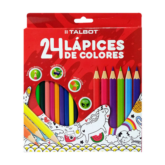 Lapices Talbot Colores Eco X24 Largos